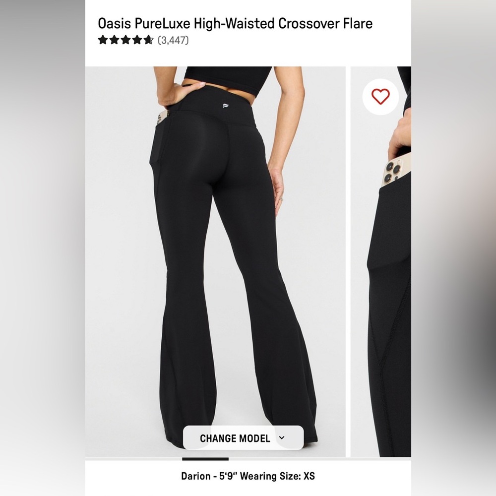 Fabletics Oasis PureLuxe High-Waisted Crossover Black Flare Pants - Picture 2 of 5